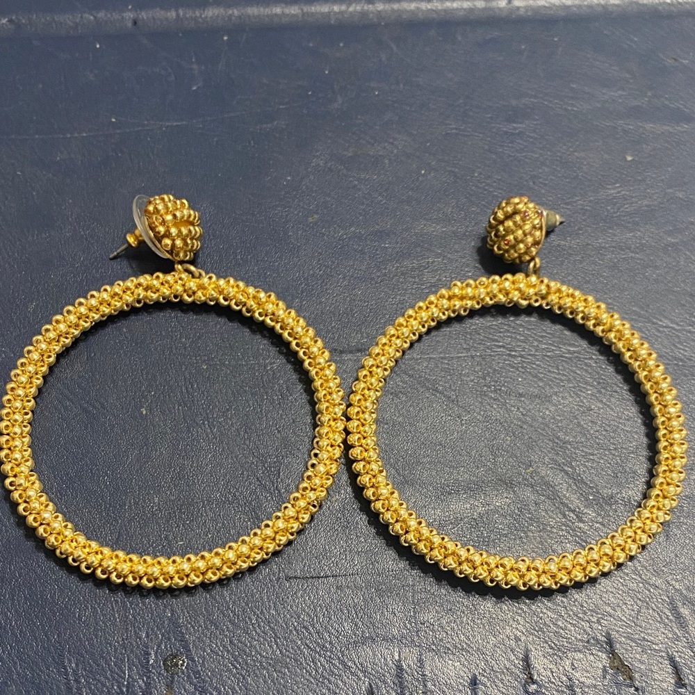J. Crew Gold Beaded Hoop Earrings